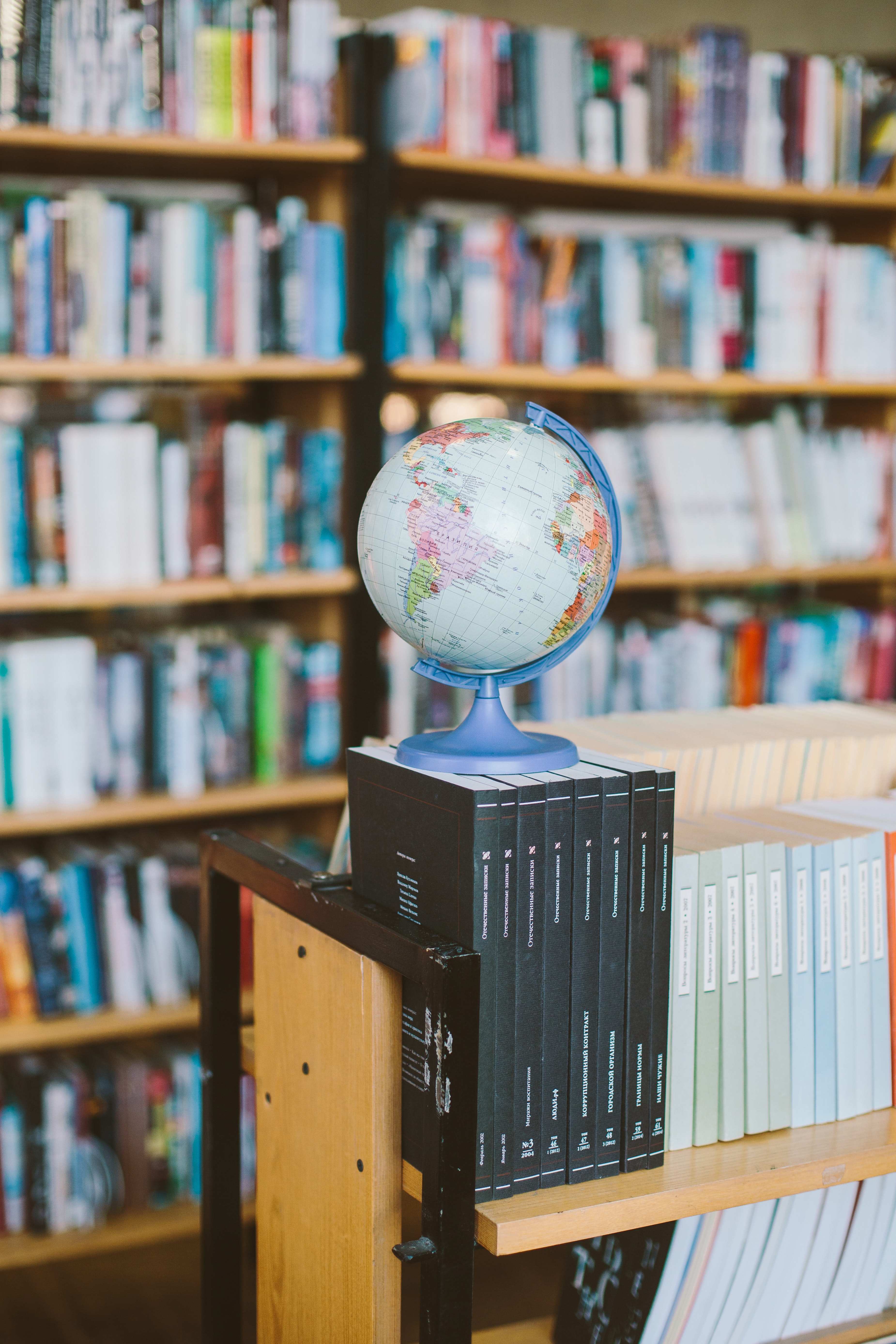 globe on books